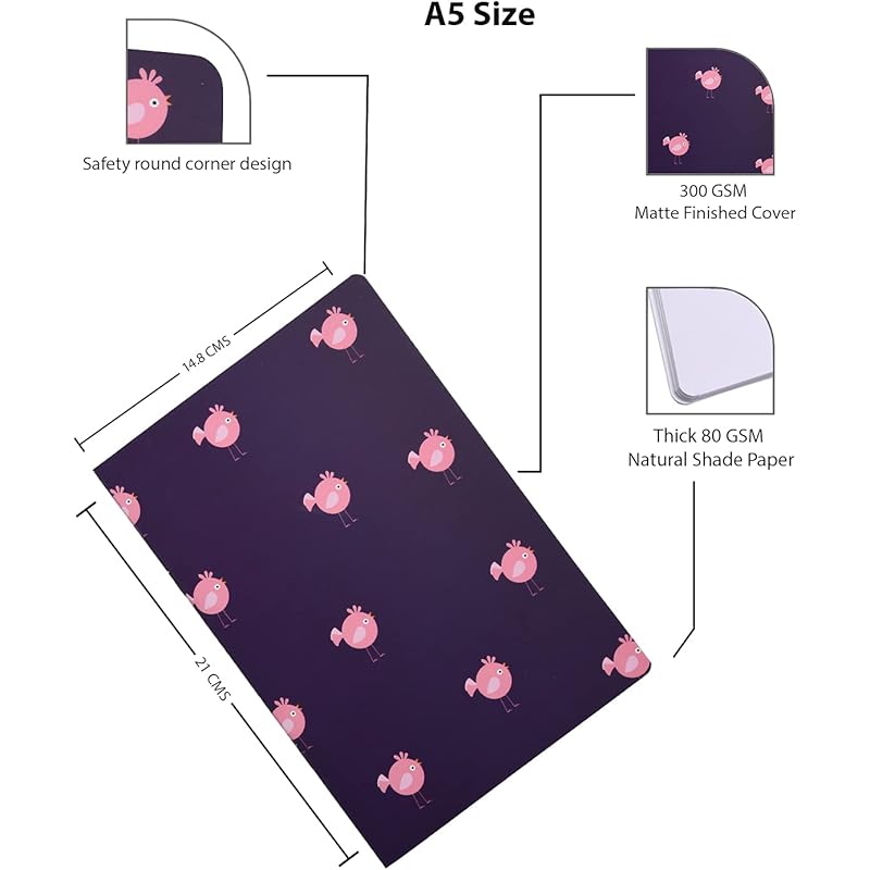 Papboo A5 Handy, Easy to Carry Unruled, Plain Cute Animal Dark Colour Set of 4 for doodling, Writing, Notes, Notebooks - 5
Papboo A5 Handy, Easy to Carry Unruled, Plain Cute Animal Dark Colour Set of 4 for doodling, Writing, Notes, Notebooks - 5