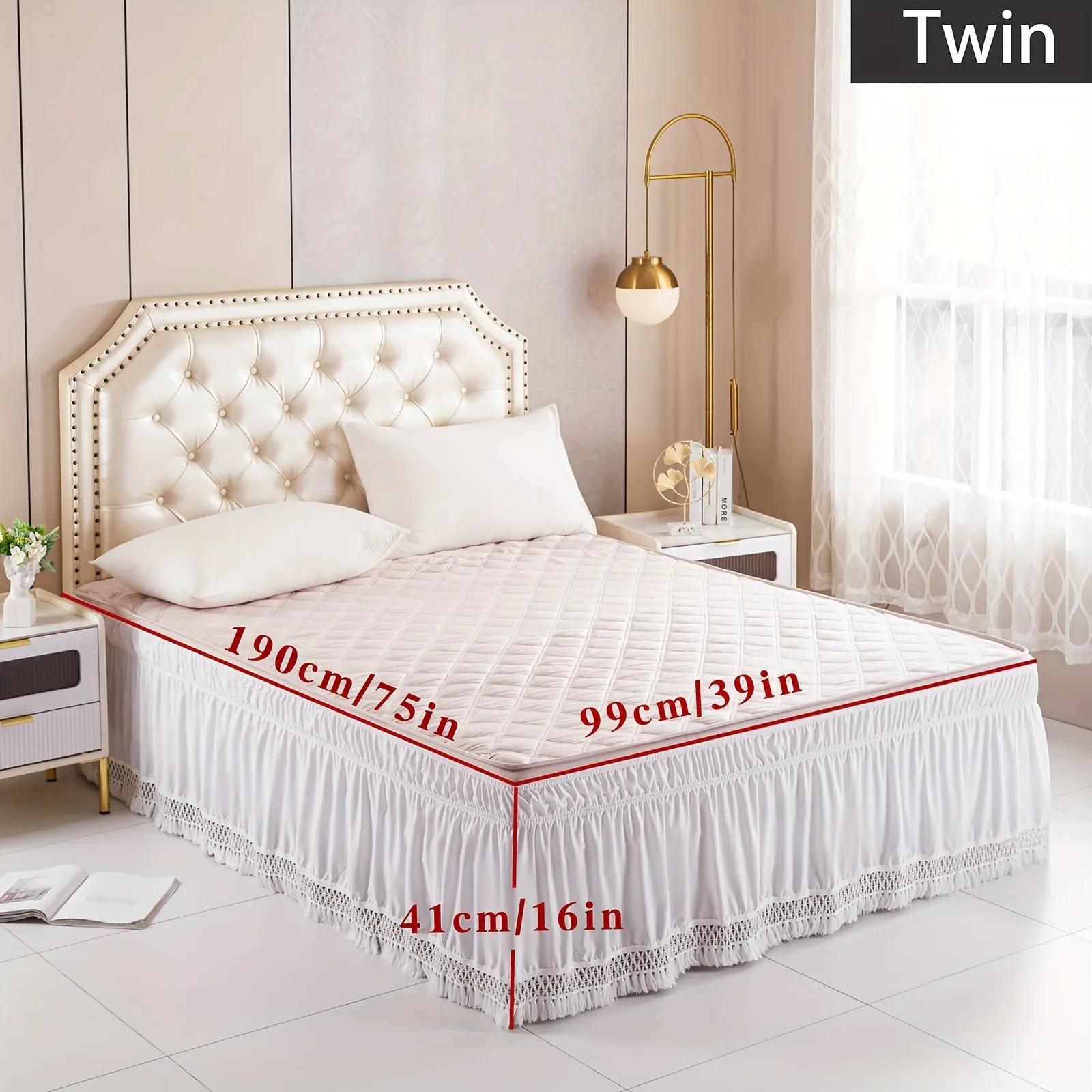 Подзор для кровати Twin/Full/Queen/King Size с эластичной кружевной отделкой и оборками, устойчивый к складкам и выцветанию, прочный, устойчивый к истиранию материал
Подзор для кровати Twin/Full/Queen/King Size с эластичной кружевной отделкой и оборками, устойчивый к складкам и выцветанию, прочный, устойчивый к истиранию материал