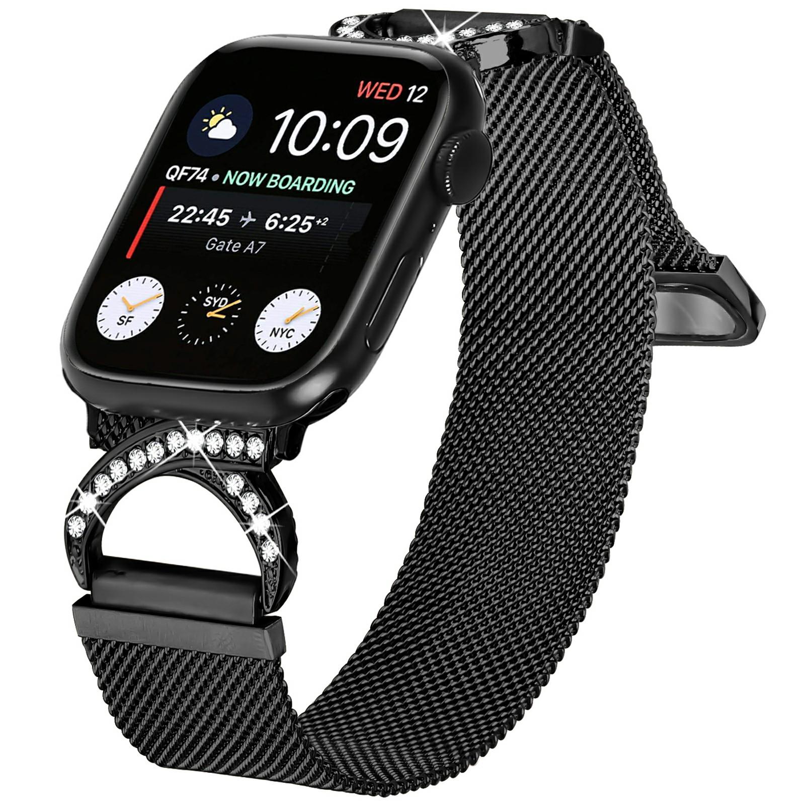 Watch Band for Apple Watch Series 10 9 8 7 SE 6 5 4 3 2 1 42mm 41mm 40mm 38mm Milanese Metal Strap Rhinestone Decor Rose Gold
Watch Band for Apple Watch Series 10 9 8 7 SE 6 5 4 3 2 1 42mm 41mm 40mm 38mm Milanese Metal Strap Rhinestone Decor Rose Gold