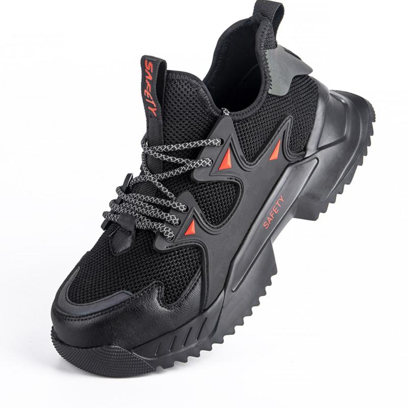 Мужская рабочая защитная обувь, строительные ботинки со стальным носком, кроссовки, дышащая легкая нерушимая промышленная обувь, мужская обувь 41 чёрный