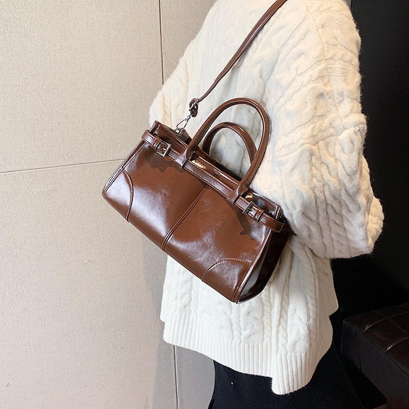 Однотонная вместительная сумка через плечо из полиуретана, новая осенне-зимняя женская сумка на молнии для поездок на работу, универсальный портфель