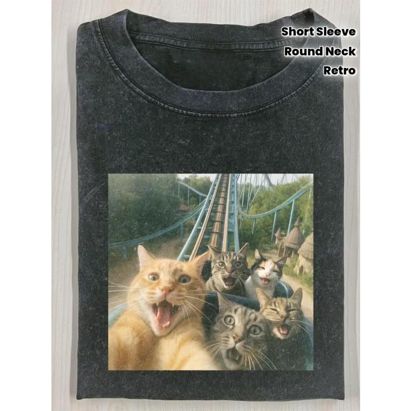 European sizes Round Neck Fun Retro Roller Coaster Pattern, Basic Short Sleeve, Distressed Texture, All-Season Street Style S чёрный
European sizes Round Neck Fun Retro Roller Coaster Pattern, Basic Short Sleeve, Distressed Texture, All-Season Street Style S чёрный