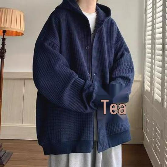 Men s Japanese Style Hooded Waffle Cardigan - Spring/Autumn Solid Loose Trendy Jacket 3XL темно-синього кольору
Men s Japanese Style Hooded Waffle Cardigan - Spring/Autumn Solid Loose Trendy Jacket 3XL темно-синього кольору