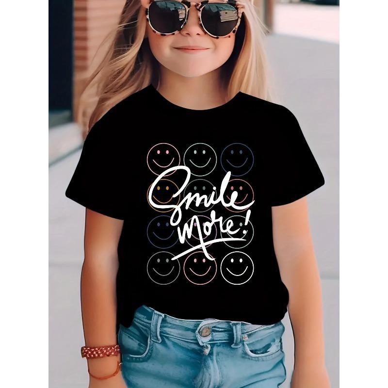 European sizes Summer Fashion Girls Short Sleeve T-Shirt SMILE MORE! Minimalist Print Casual Versatile Top 98cm чёрный
European sizes Summer Fashion Girls Short Sleeve T-Shirt SMILE MORE! Minimalist Print Casual Versatile Top 98cm чёрный