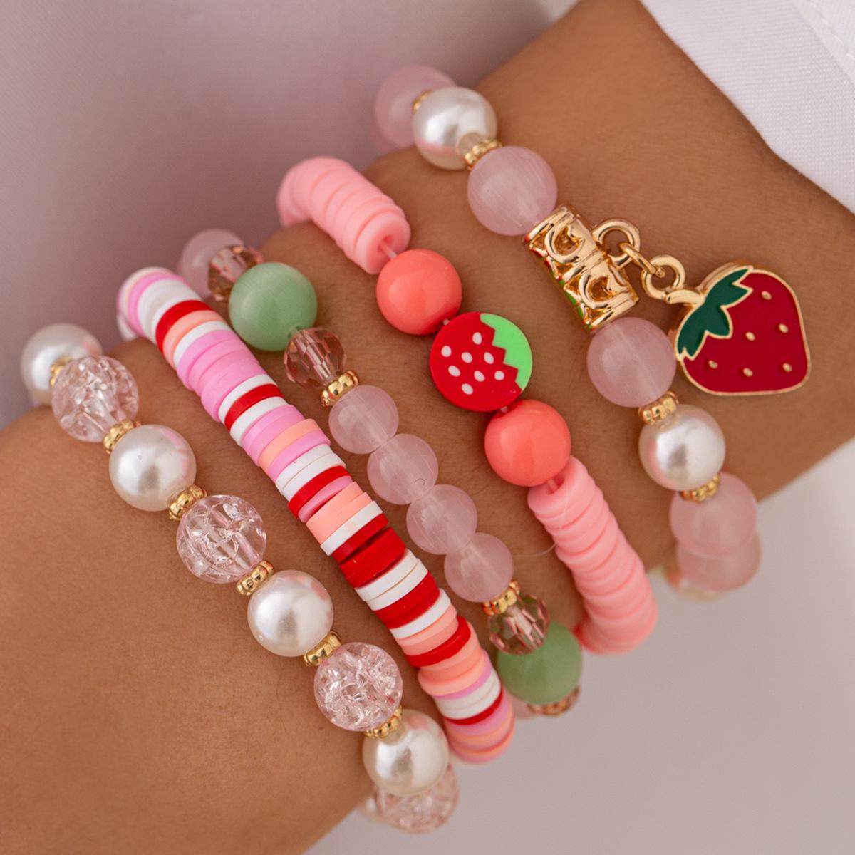 5 шт./упак. Милый стильный розовый браслет с клубникой, мягкий керамический браслет с акриловыми бусинами, набор повседневных женских украшений ручной работы Dopamine
5 шт./упак. Милый стильный розовый браслет с клубникой, мягкий керамический браслет с акриловыми бусинами, набор повседневных женских украшений ручной работы Dopamine