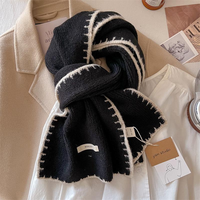 Вязаный шерстяной шарф с блокирующим краем шерстяной шарф зимний женский простой однотонный черный 180*30cm чёрный
Вязаный шерстяной шарф с блокирующим краем шерстяной шарф зимний женский простой однотонный черный 180*30cm чёрный