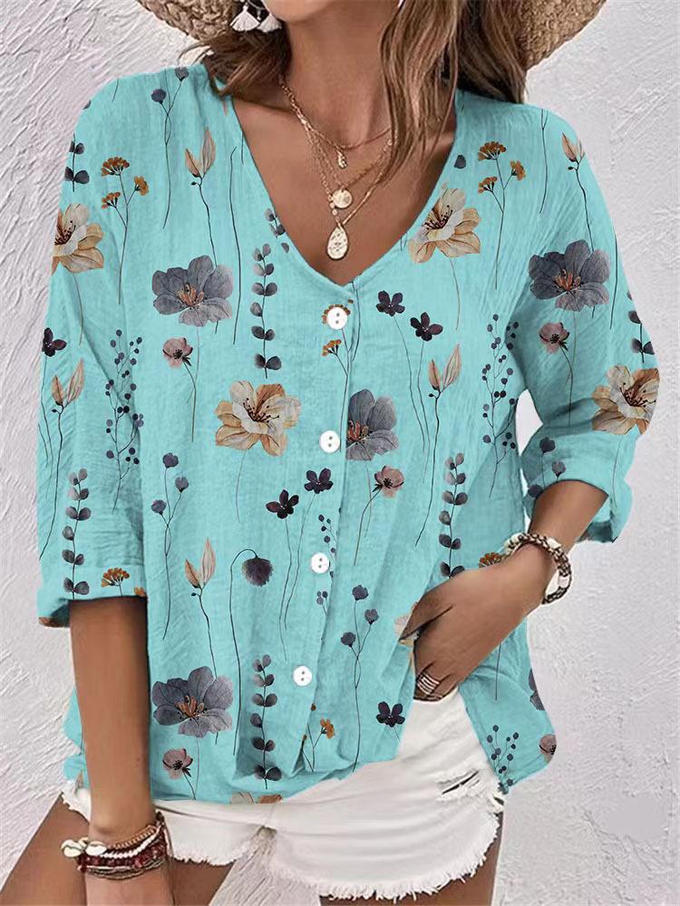 Women s Floral Print V-Neck 3/4 Sleeve Blouse in White, Khaki, Mint & More 3XL
Women s Floral Print V-Neck 3/4 Sleeve Blouse in White, Khaki, Mint & More 3XL
