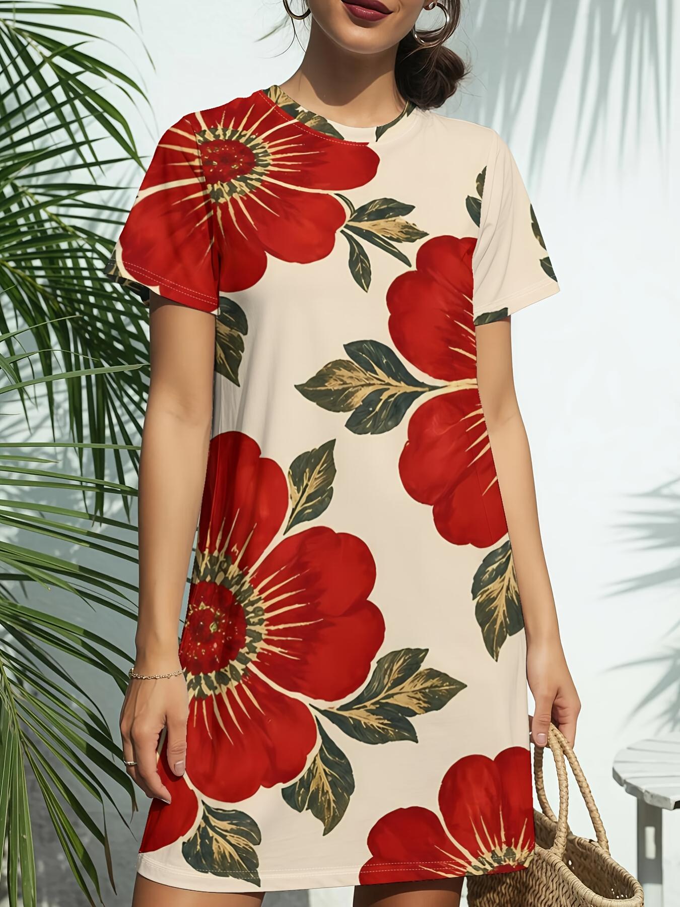 Women s Short Sleeve T-Shirt Dress with Round Neck - Red ; Suitable for Spring Summer Casual Dress. American Style Digital Print Blouse Style Outfits 9XL дубильна кора
Women s Short Sleeve T-Shirt Dress with Round Neck - Red ; Suitable for Spring Summer Casual Dress. American Style Digital Print Blouse Style Outfits 9XL дубильна кора