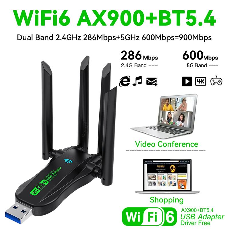 WIFI6 AX900 USB WiFi Bluetooth 5.4 Wireless Adapter Dual Band 2.4G+5GHz 4 Antennas 900Mbps Network Card Receiver For WIN 10/11 WiFi6 BT5.4
WIFI6 AX900 USB WiFi Bluetooth 5.4 Wireless Adapter Dual Band 2.4G+5GHz 4 Antennas 900Mbps Network Card Receiver For WIN 10/11 WiFi6 BT5.4