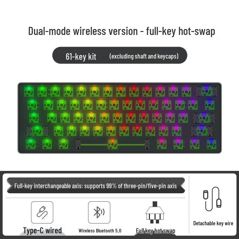 68/61 Wireless Bluetooth Mechanical Keyboard Kit - RGB, Hot-Swappable, Compact & Portable
68/61 Wireless Bluetooth Mechanical Keyboard Kit - RGB, Hot-Swappable, Compact & Portable