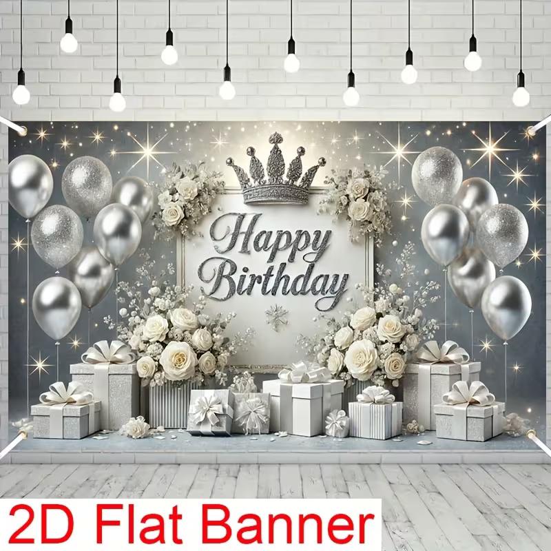 2D Flat Banner Birthday Backdrop Silver White Crown for Elegant Themed Party Photos 47.2x31.5inch/120*80cm
2D Flat Banner Birthday Backdrop Silver White Crown for Elegant Themed Party Photos 47.2x31.5inch/120*80cm