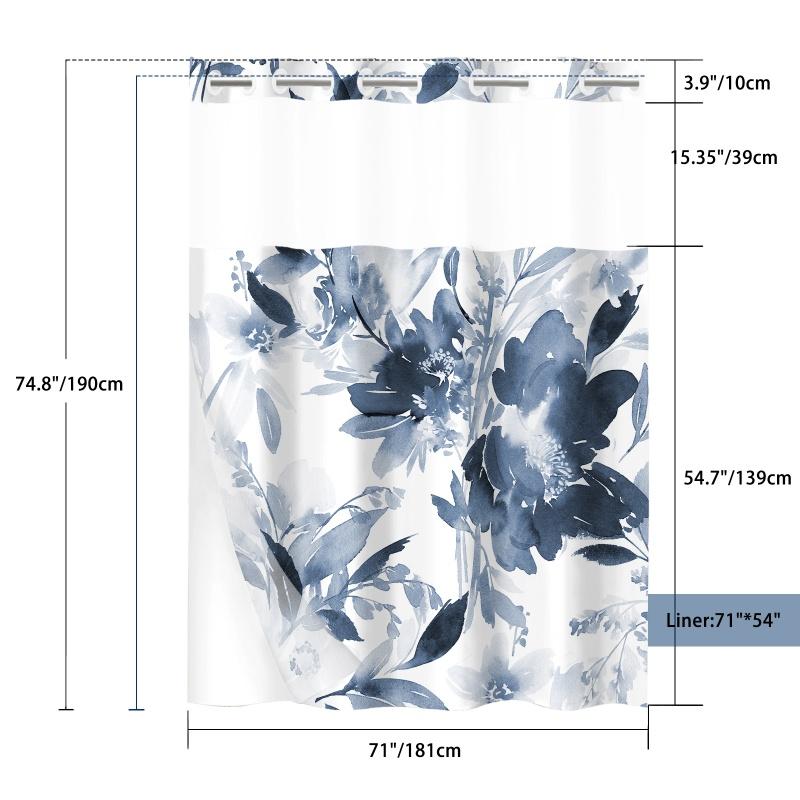 SMUAENSS No Hooks Floral Shower Curtain With Snap-in Fabric Liner Set,Spring Navy Blue Watercolor Floral Bathroom Curtain темно-синий
SMUAENSS No Hooks Floral Shower Curtain With Snap-in Fabric Liner Set,Spring Navy Blue Watercolor Floral Bathroom Curtain темно-синий