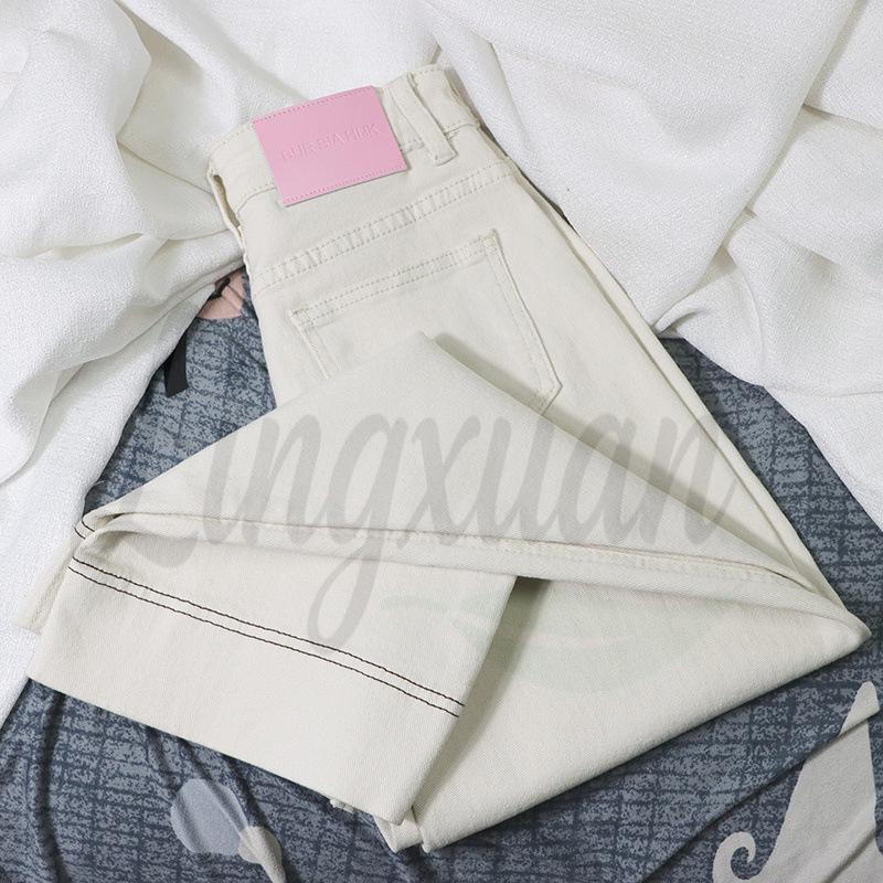High-Waist Off-White Straight Denim Jeans with Leather Patch - Women s Spring/Summer Slimming Versatile Loose Fit 2XL
High-Waist Off-White Straight Denim Jeans with Leather Patch - Women s Spring/Summer Slimming Versatile Loose Fit 2XL