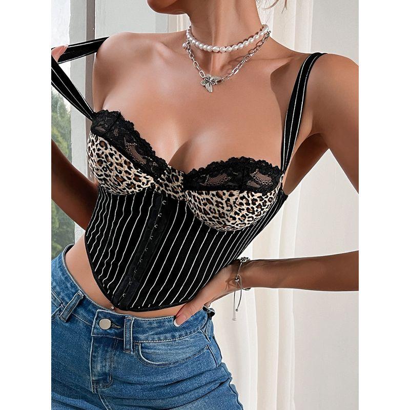 Leopard Striped Printed Lace Suspension Leopard Print Stripe Printed Lace Sling Women Dark brown M
Leopard Striped Printed Lace Suspension Leopard Print Stripe Printed Lace Sling Women Dark brown M
