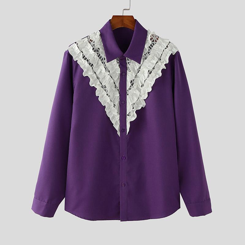 INCERUN Чоловічі елегантні сорочки з довгими рукавами з оборками, повсякденні порожні топи в стилі печворк 3XL фіолетовий
INCERUN Чоловічі елегантні сорочки з довгими рукавами з оборками, повсякденні порожні топи в стилі печворк 3XL фіолетовий