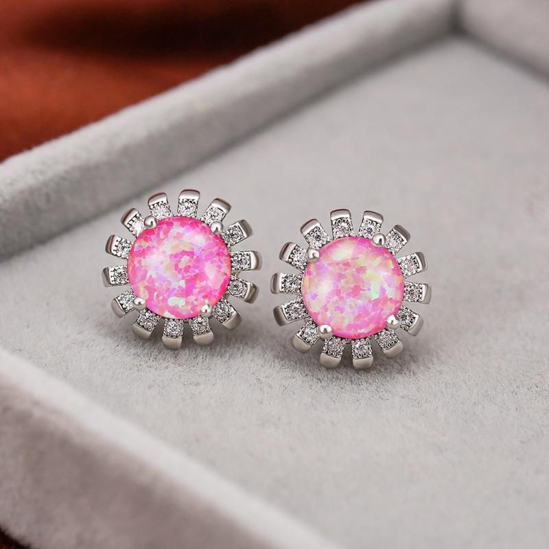 wih white gold blue green pink round flower stud earrings women s temperament versatile earrings
wih white gold blue green pink round flower stud earrings women s temperament versatile earrings