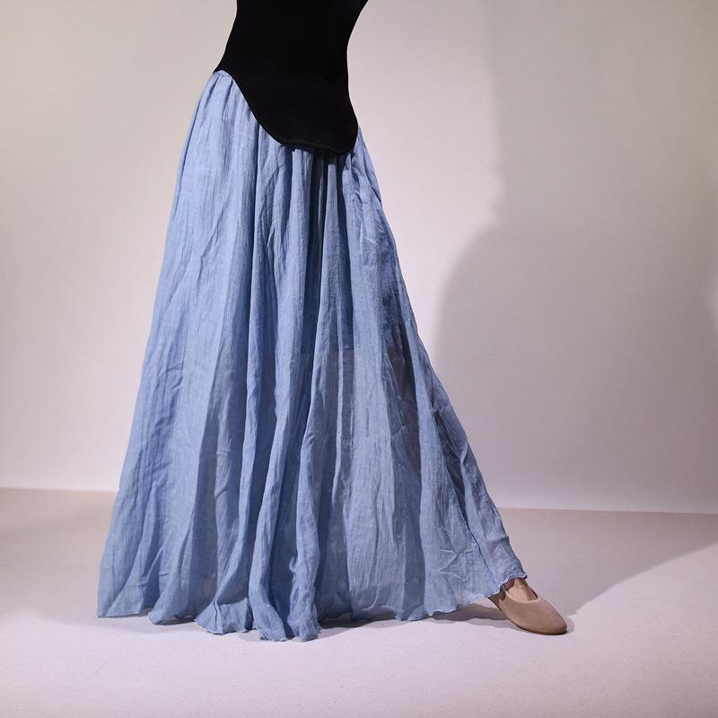 Юбка-полусолнце Нежная Показ Тонкая Высокая Талия Большое Слово Место Сплошной Цвет One Size