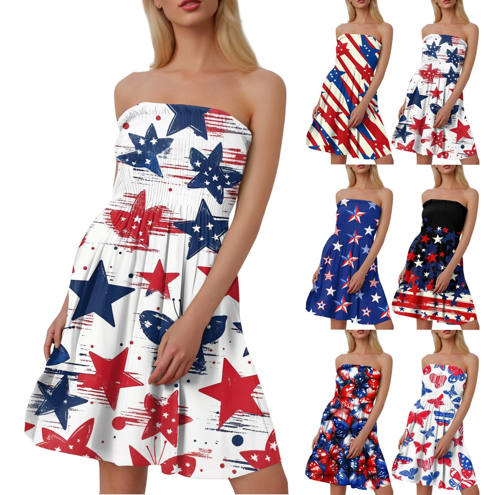 Fashion Women s Casual Bandeau Independence Day Printed Sleeveless Dress XL синій 
Fashion Women s Casual Bandeau Independence Day Printed Sleeveless Dress XL синій