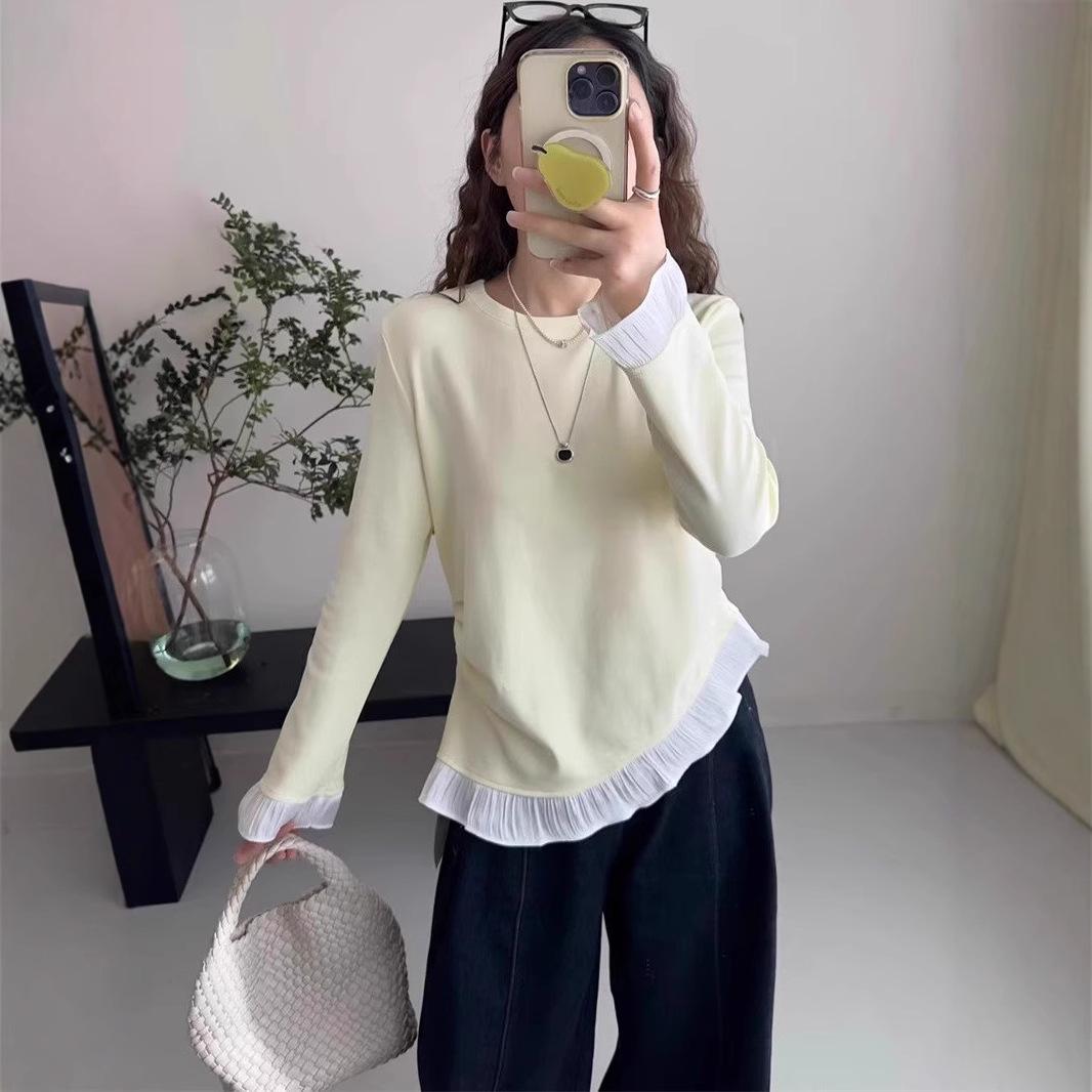 Ruffle Edge Long Sleeve Petite Slimming T-Shirt - Spring 2025 Korean Fashion Large светло-желтого
Ruffle Edge Long Sleeve Petite Slimming T-Shirt - Spring 2025 Korean Fashion Large светло-желтого