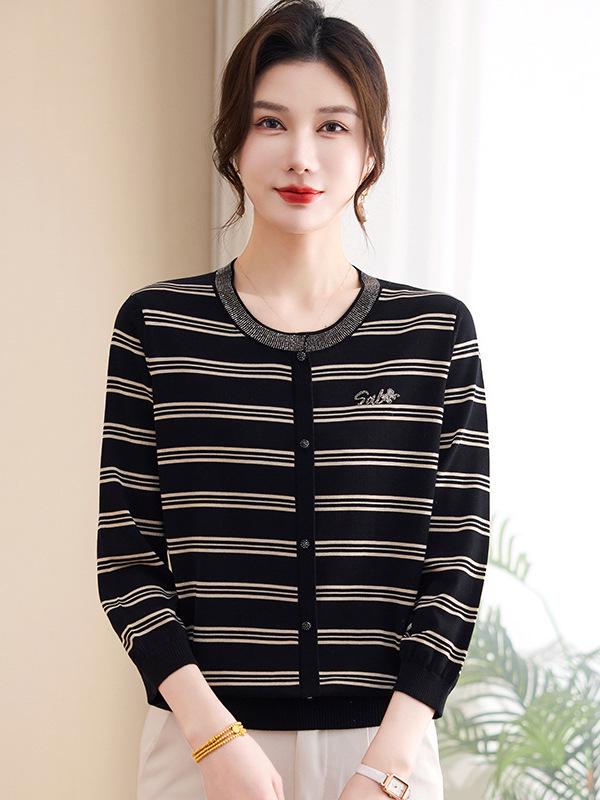 Women s Spring Striped Knit Cardigan: Seven Sleeves, Round Neck, Loose Slimming Fit, Lightweight Top 3XL (suggested 150-165 jin)
Women s Spring Striped Knit Cardigan: Seven Sleeves, Round Neck, Loose Slimming Fit, Lightweight Top 3XL (suggested 150-165 jin)