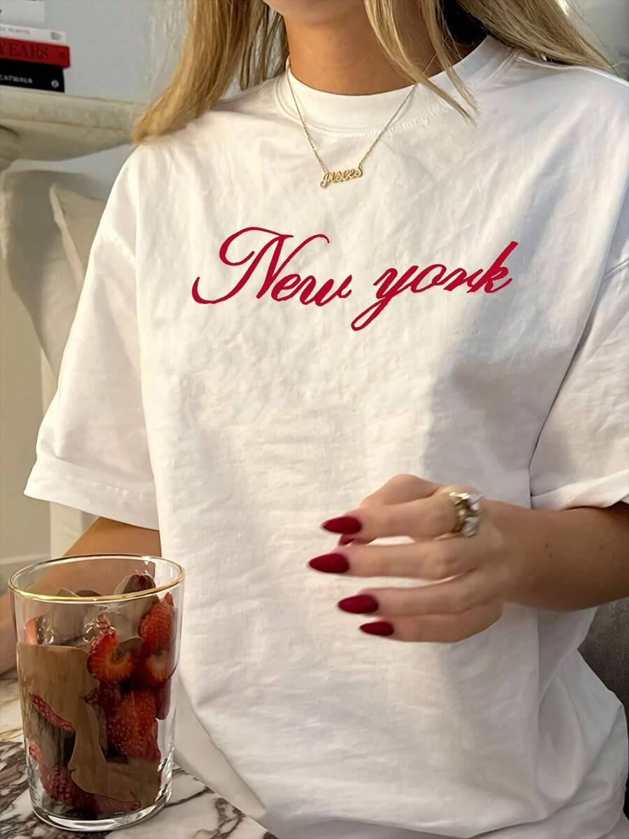 100% Cotton New York Script Print Oversized T-Shirt, Women s Short Sleeve Crew Neck Tee, Preppy S разноцветный
100% Cotton New York Script Print Oversized T-Shirt, Women s Short Sleeve Crew Neck Tee, Preppy S разноцветный