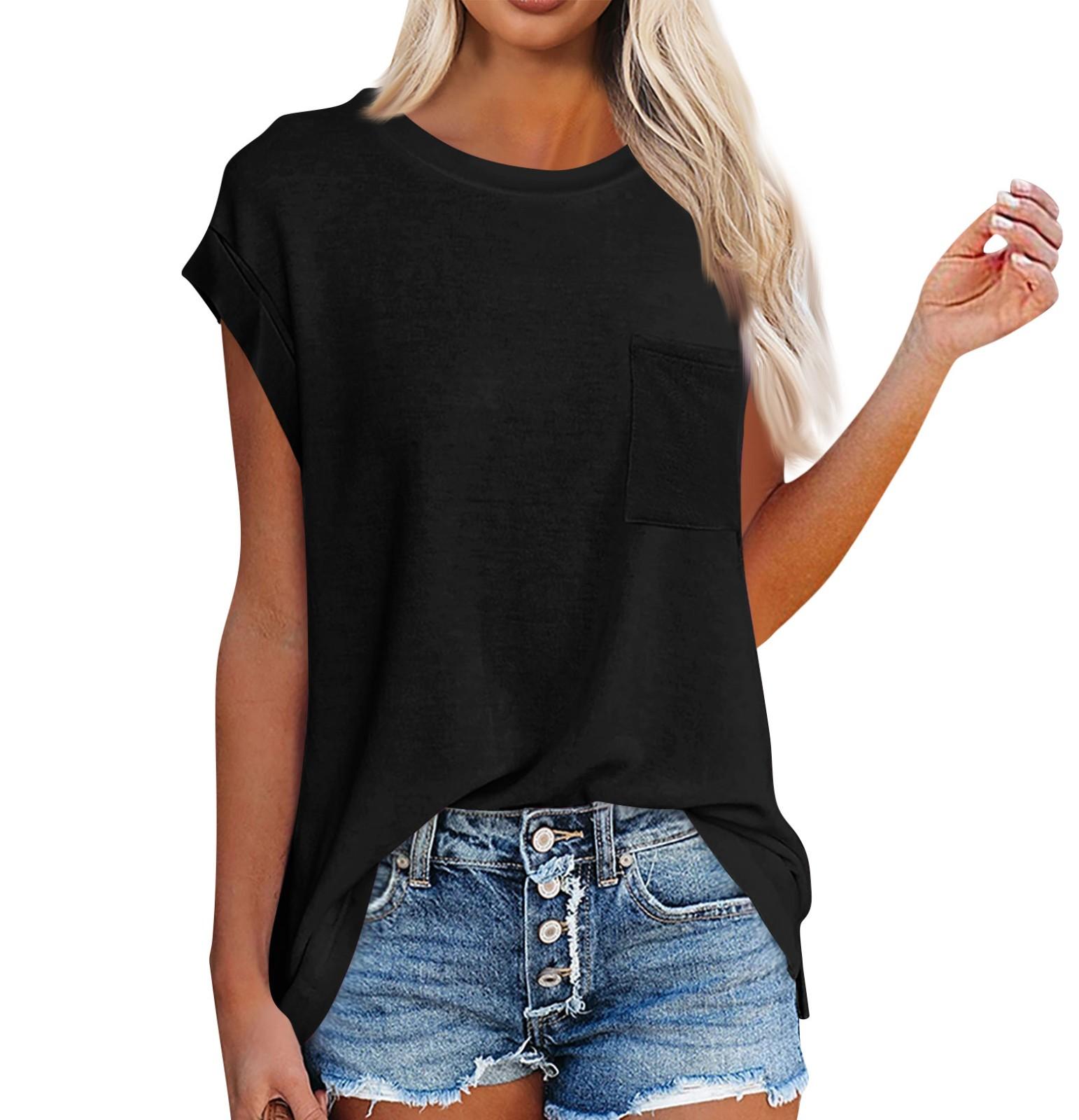 Женская летняя мода, свободный однотонный топ без рукавов с короткими рукавами и карманами, повседневный топ с разрезом XXL чёрный
Женская летняя мода, свободный однотонный топ без рукавов с короткими рукавами и карманами, повседневный топ с разрезом XXL чёрный
