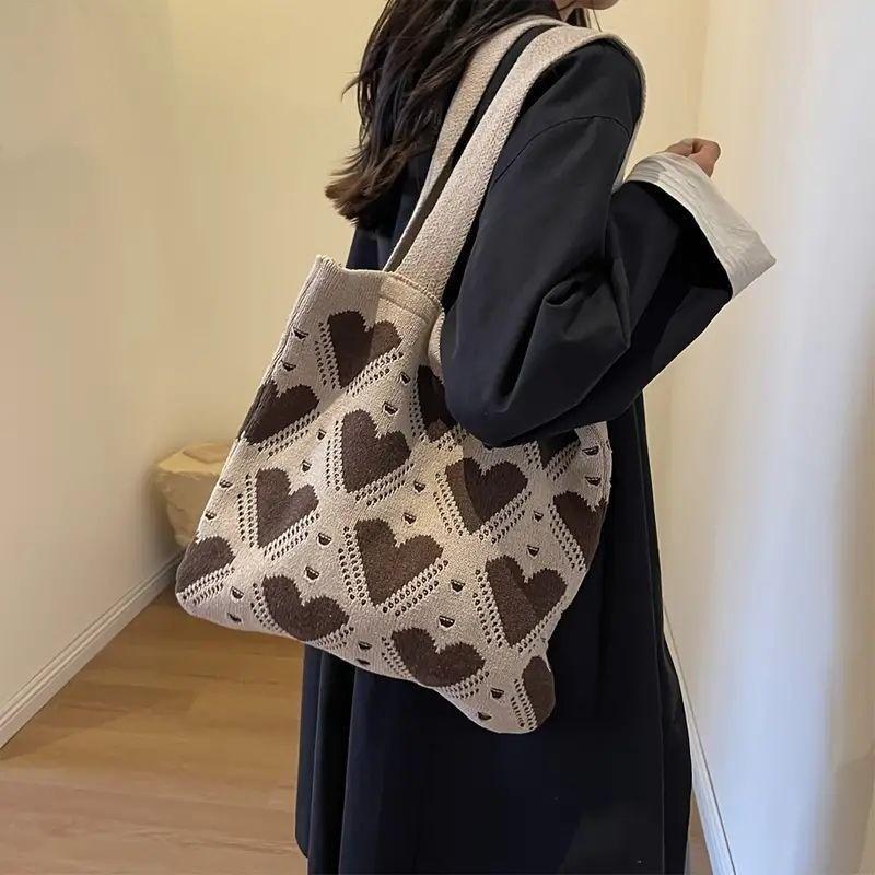 2026 New Ins Style Knitted Tote Bag with Heart Pattern Large Capacity Shoulder Bag for Women Daily Use and Shopping хакі
2026 New Ins Style Knitted Tote Bag with Heart Pattern Large Capacity Shoulder Bag for Women Daily Use and Shopping хакі
