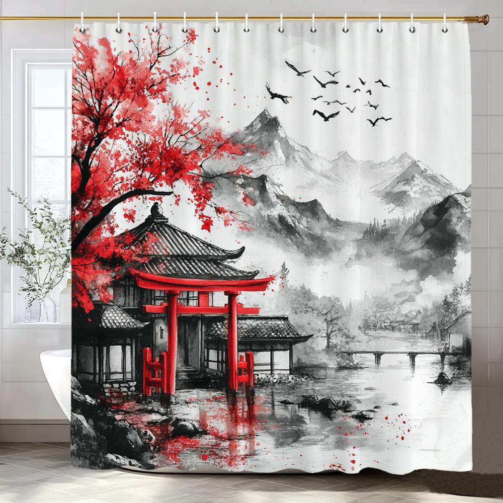 Japanese Ink Painting Plum Blossom Blossom Landscape Shower Curtain, Bathroom Decorative Shower Curtain, With Hooks W60H190(CM)-1 Pcs
Japanese Ink Painting Plum Blossom Blossom Landscape Shower Curtain, Bathroom Decorative Shower Curtain, With Hooks W60H190(CM)-1 Pcs
