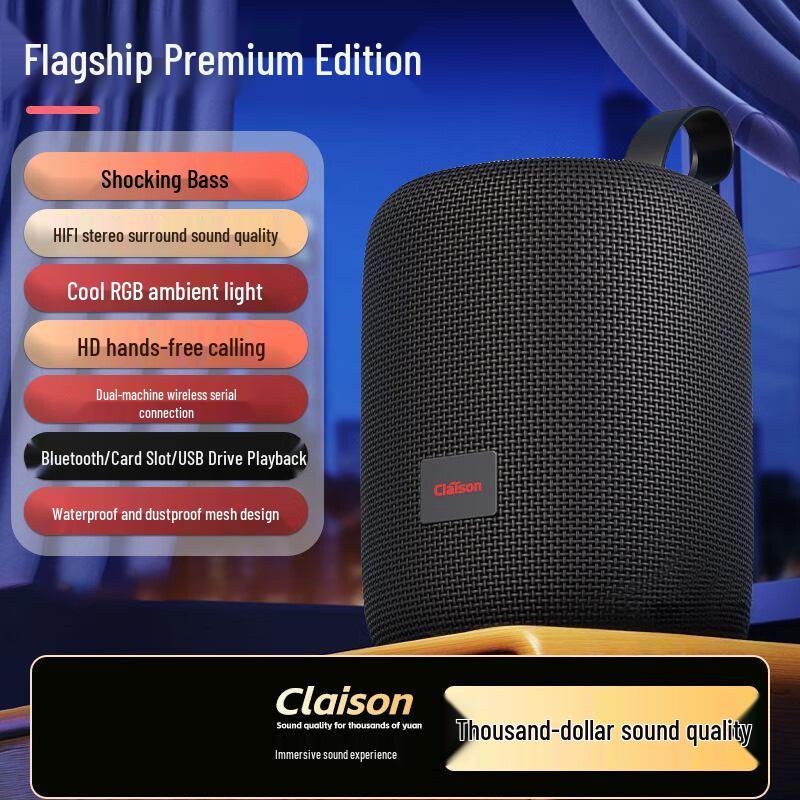 Bluetooth AI Smart Speaker with Long Battery, Subwoofer, Ambient Light, Card Slot, & Large Volume T34 Black - Shockwave Mini Speaker Fabric Design
Bluetooth AI Smart Speaker with Long Battery, Subwoofer, Ambient Light, Card Slot, & Large Volume T34 Black - Shockwave Mini Speaker Fabric Design