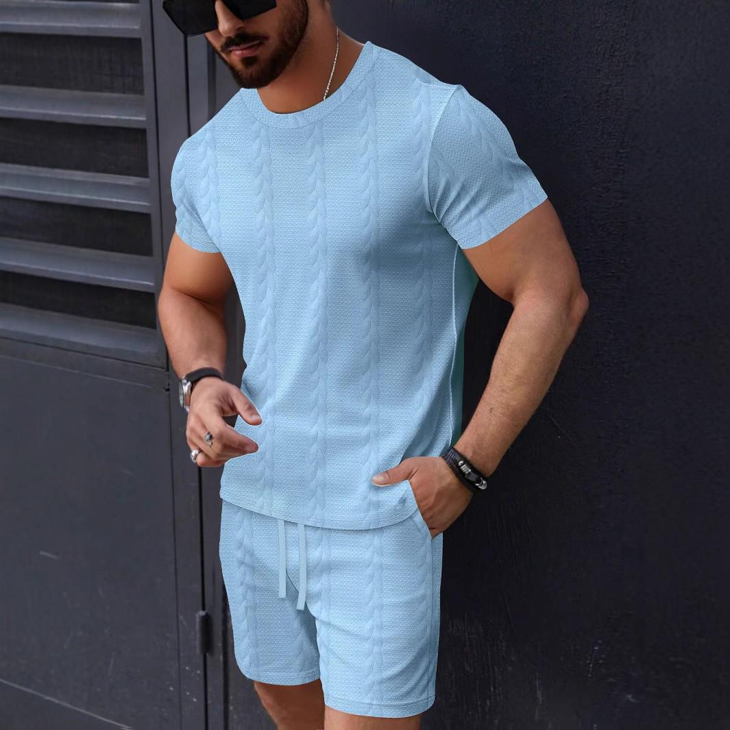 Men s Cable Knit Solid Color Jacquard Round Neck Pullover and Shorts Set XL небо синє кольору
Men s Cable Knit Solid Color Jacquard Round Neck Pullover and Shorts Set XL небо синє кольору