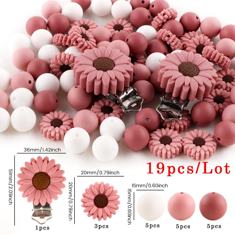 19Pcs/Lot Silicone Daisy Beads Combination For Jewelry DIY Handmade Nipple Holder For jewelry Key Chain Accessories
19Pcs/Lot Silicone Daisy Beads Combination For Jewelry DIY Handmade Nipple Holder For jewelry Key Chain Accessories