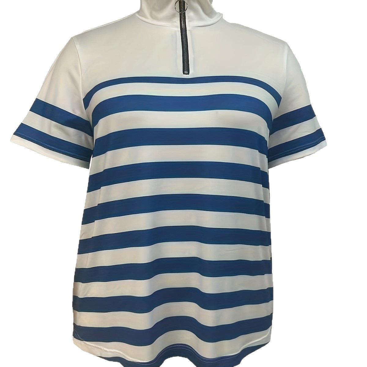 Women s Plus Size Striped Short-Sleeve Polo with Zippered Lapel Collar L чёрный/белый
Women s Plus Size Striped Short-Sleeve Polo with Zippered Lapel Collar L чёрный/белый