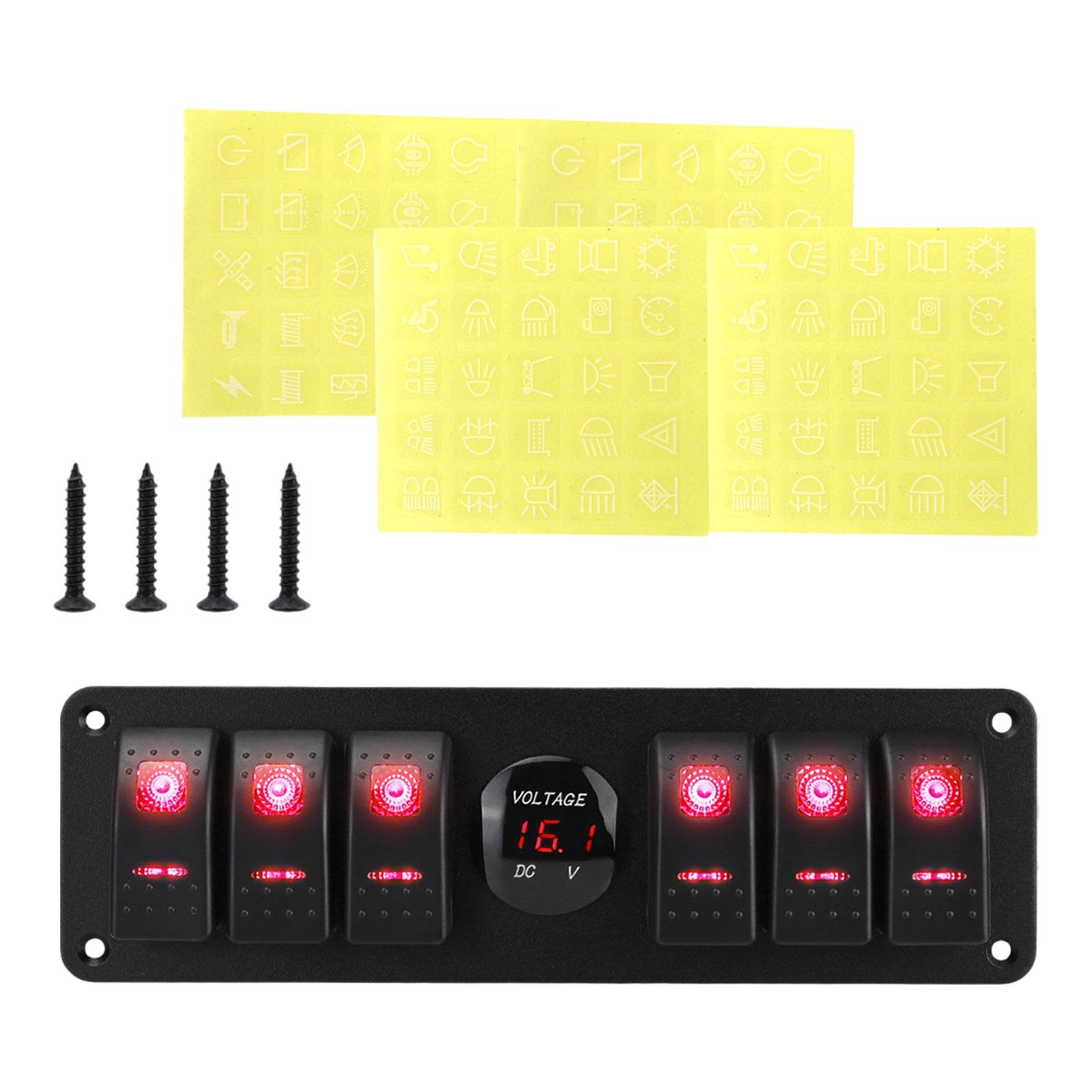 Multifunctional 6 Gang Rocker Switch Panel Waterproof Backlit Volt Meter Screws Easy Install for Rvs Trucks Boats Cars
Multifunctional 6 Gang Rocker Switch Panel Waterproof Backlit Volt Meter Screws Easy Install for Rvs Trucks Boats Cars