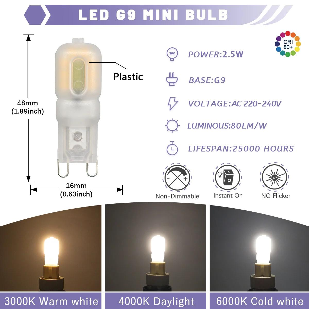 5PCS G9 E14 LED Bulb Light 2.5W 3W 5W AC220V-240V LED Lamp LED Corn Bulbs SMD2835 LED G9 Light Replace 30W Halogen Lamp Light AC220-240V&Cold white 6000K
5PCS G9 E14 LED Bulb Light 2.5W 3W 5W AC220V-240V LED Lamp LED Corn Bulbs SMD2835 LED G9 Light Replace 30W Halogen Lamp Light AC220-240V&Cold white 6000K