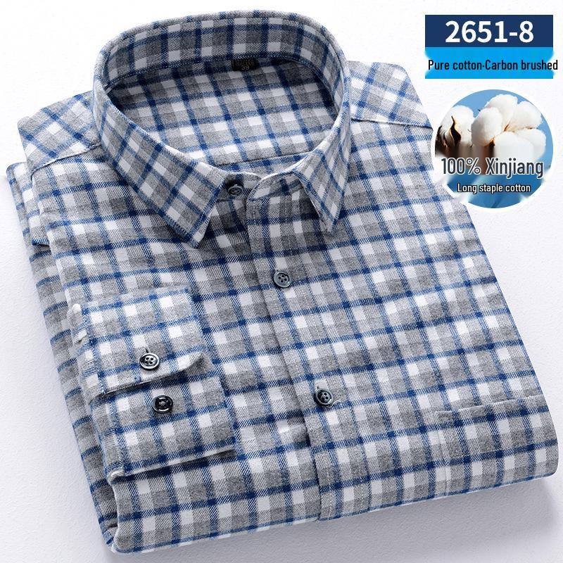 Мужская клетчатая рубашка с длинным рукавом - Чистый хлопок, ворсованная ткань, повседневная одежда для всех возрастов 43
Мужская клетчатая рубашка с длинным рукавом - Чистый хлопок, ворсованная ткань, повседневная одежда для всех возрастов 43