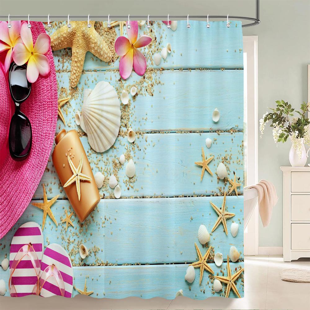 Blue Ocean Beach Shell Starfish Shower Curtains Bathroom Curtains Waterproof Polyester Bath Curtain With 12 Hooks Shower Curtain W60H190(CM)-1 Pcs
Blue Ocean Beach Shell Starfish Shower Curtains Bathroom Curtains Waterproof Polyester Bath Curtain With 12 Hooks Shower Curtain W60H190(CM)-1 Pcs