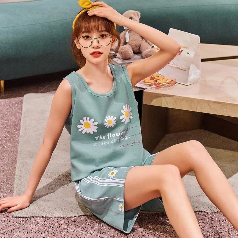 Женская пижама из хлопка, жилет для студентов, домашняя одежда, без рукавов, однотонные шорты на подтяжках, комплект из 2 предметов, ночная одежда с рисунком M
Женская пижама из хлопка, жилет для студентов, домашняя одежда, без рукавов, однотонные шорты на подтяжках, комплект из 2 предметов, ночная одежда с рисунком M