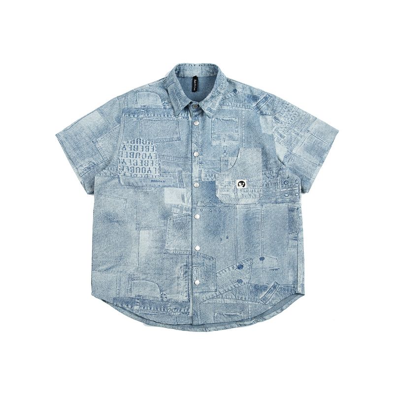 Мужская рубашка из выстиранного лоскутного денима в стиле ретро с коротким рукавом, мужская летняя свободная уличная повседневная универсальная рубашка, верхняя одежда Printed and Dyed Blue 2XL
Мужская рубашка из выстиранного лоскутного денима в стиле ретро с коротким рукавом, мужская летняя свободная уличная повседневная универсальная рубашка, верхняя одежда Printed and Dyed Blue 2XL