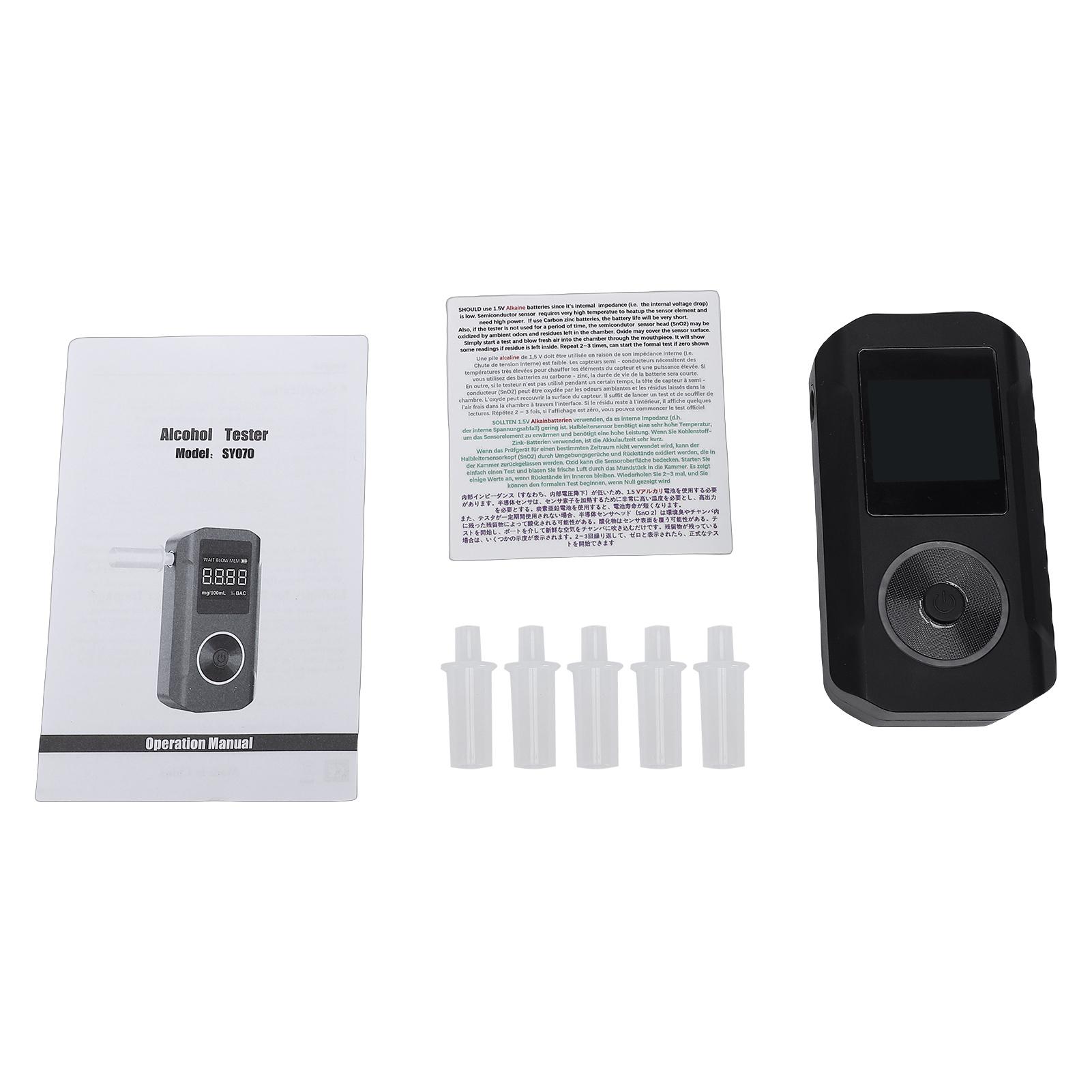 Digital Alcohol Tester Detector Breath Analyzer with Electrochemical Sensor BAC Tester Backlit LCD Display Auto Shut Off
Digital Alcohol Tester Detector Breath Analyzer with Electrochemical Sensor BAC Tester Backlit LCD Display Auto Shut Off