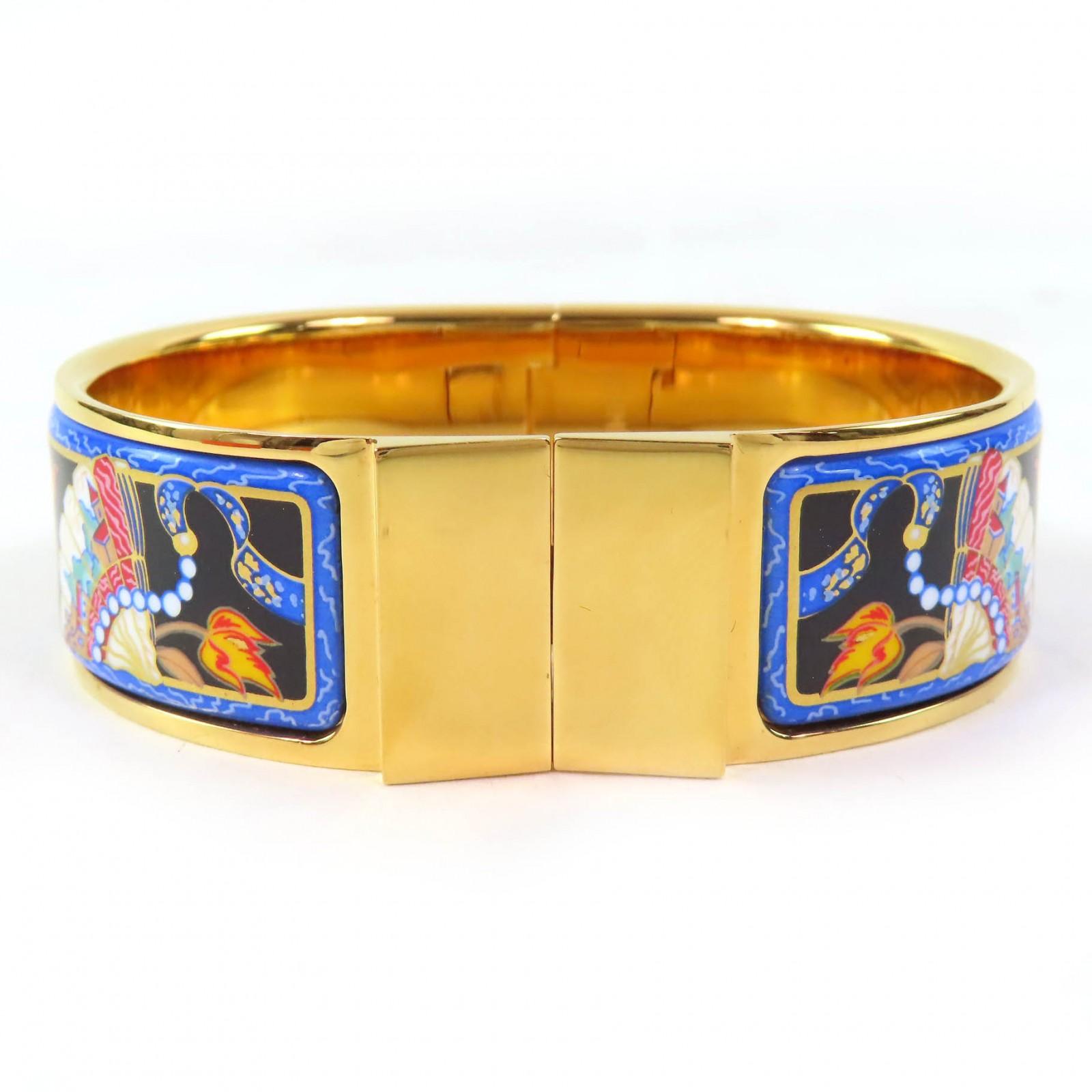 Great HERMES bracelet Location Enamel GM Fan pattern cloisonne bangle Women Used
Great HERMES bracelet Location Enamel GM Fan pattern cloisonne bangle Women Used