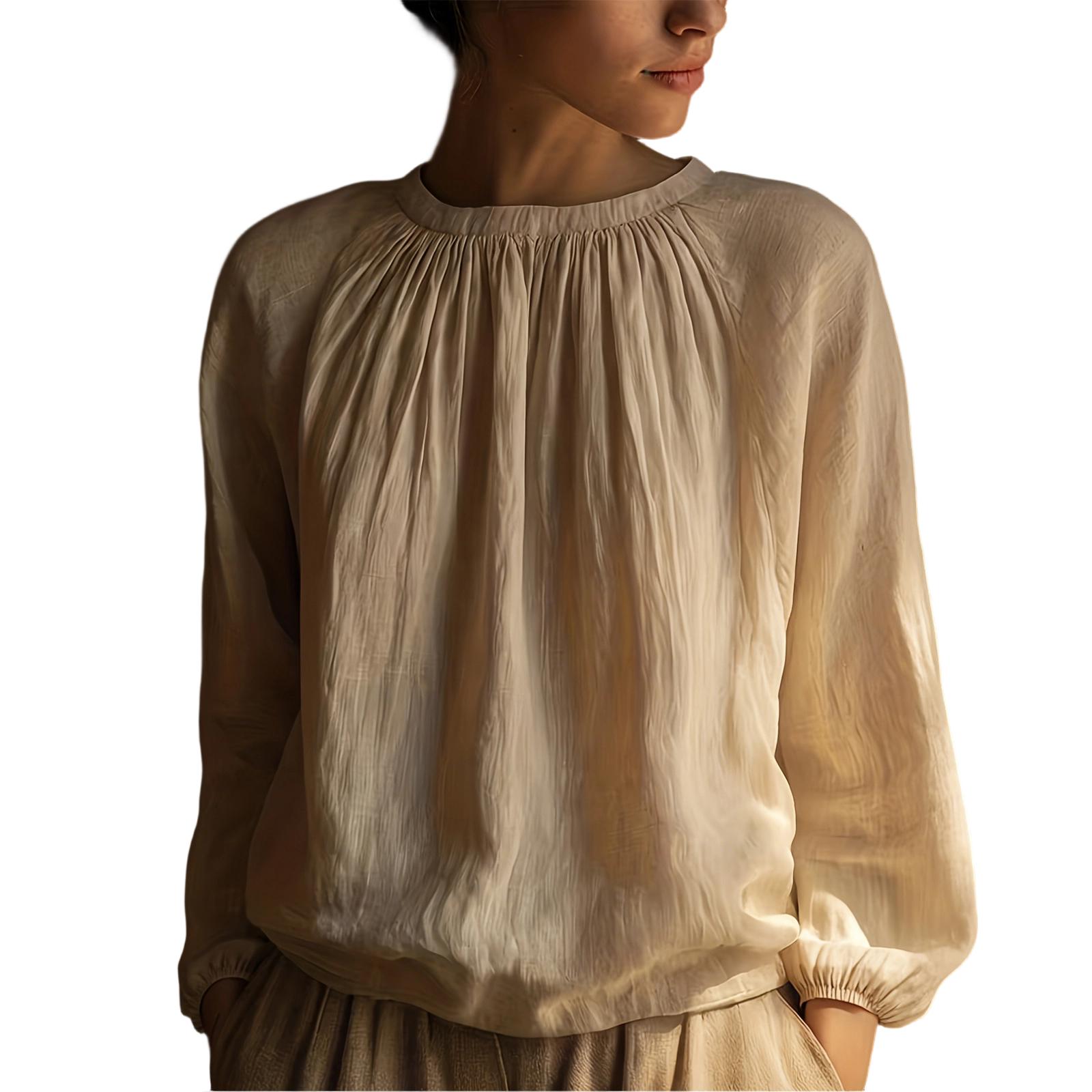 Women Loose Pleated Casual BlousesLong Sleeve Tops L бежевий
Women Loose Pleated Casual BlousesLong Sleeve Tops L бежевий