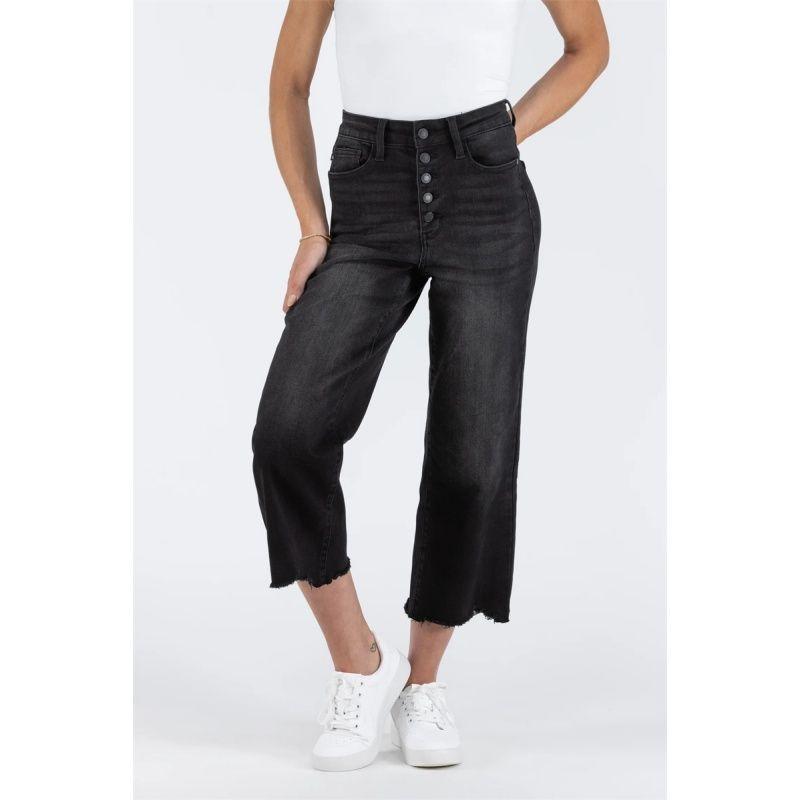 Spring and Summer High Waist Belly Contracting Straight-leg Raw-Cut Ankle-Length Denim Black 3 minor flaws
Spring and Summer High Waist Belly Contracting Straight-leg Raw-Cut Ankle-Length Denim Black 3 minor flaws