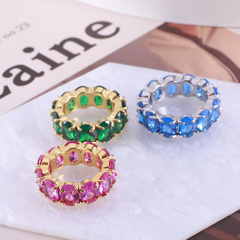 European And American Jewelry Wholesale Shiny Color Single Row Oval Zircon Four Claws Set Sweet Fashion Ring 5
European And American Jewelry Wholesale Shiny Color Single Row Oval Zircon Four Claws Set Sweet Fashion Ring 5