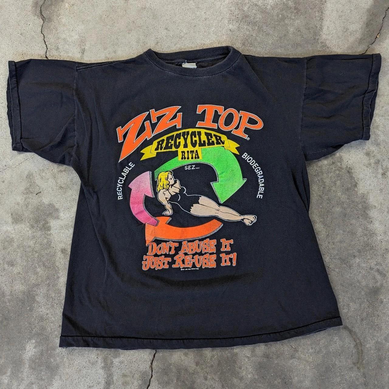 ZZ top 1990 recycler Rita don t abuse it Just reuse it vintage rock music tT-shirt L
ZZ top 1990 recycler Rita don t abuse it Just reuse it vintage rock music tT-shirt L