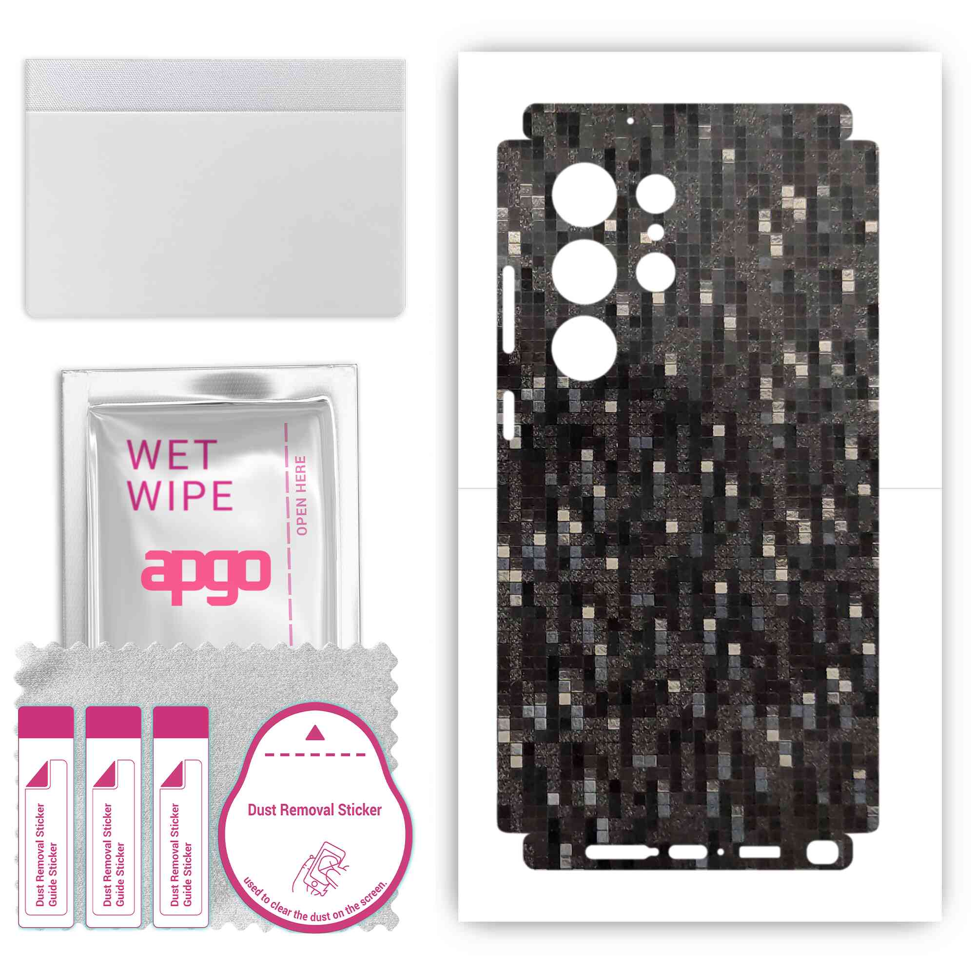 apgo Protective Skin Sticker for the back+sides compatible with Samsung Galaxy S23 Ultra, Full Wrap Film, Foil, Vinyl - Pattern Carbon Black Pixel
apgo Protective Skin Sticker for the back+sides compatible with Samsung Galaxy S23 Ultra, Full Wrap Film, Foil, Vinyl - Pattern Carbon Black Pixel