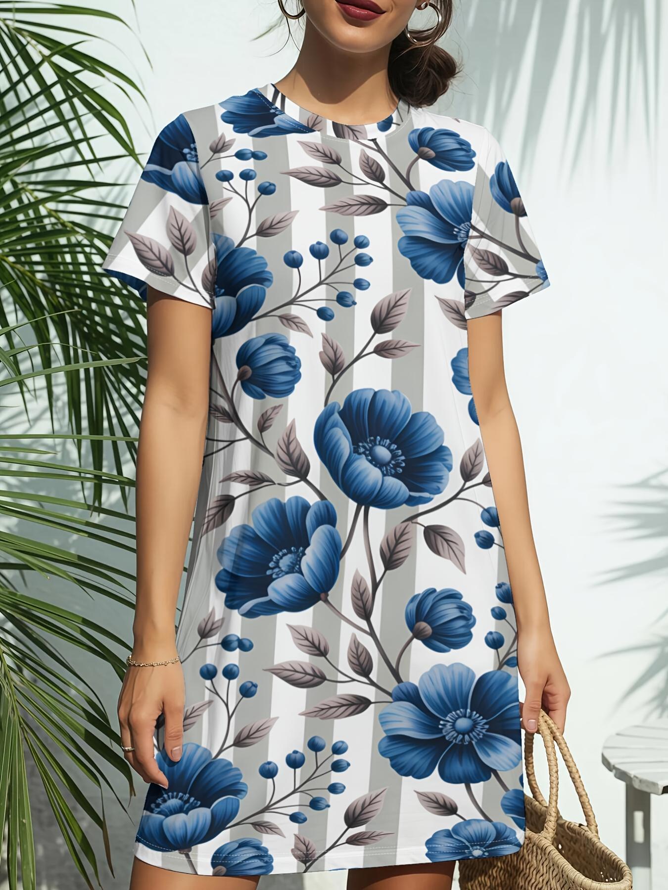 Women s Blue Daisy Short-Sleeve T-Shirt Dress - Round Neck Casual Short Dress with Daisy Print. Spring Summer Outfits. Regular Fit Tunic Dress Suitabl 8XL дубильна кора
Women s Blue Daisy Short-Sleeve T-Shirt Dress - Round Neck Casual Short Dress with Daisy Print. Spring Summer Outfits. Regular Fit Tunic Dress Suitabl 8XL дубильна кора