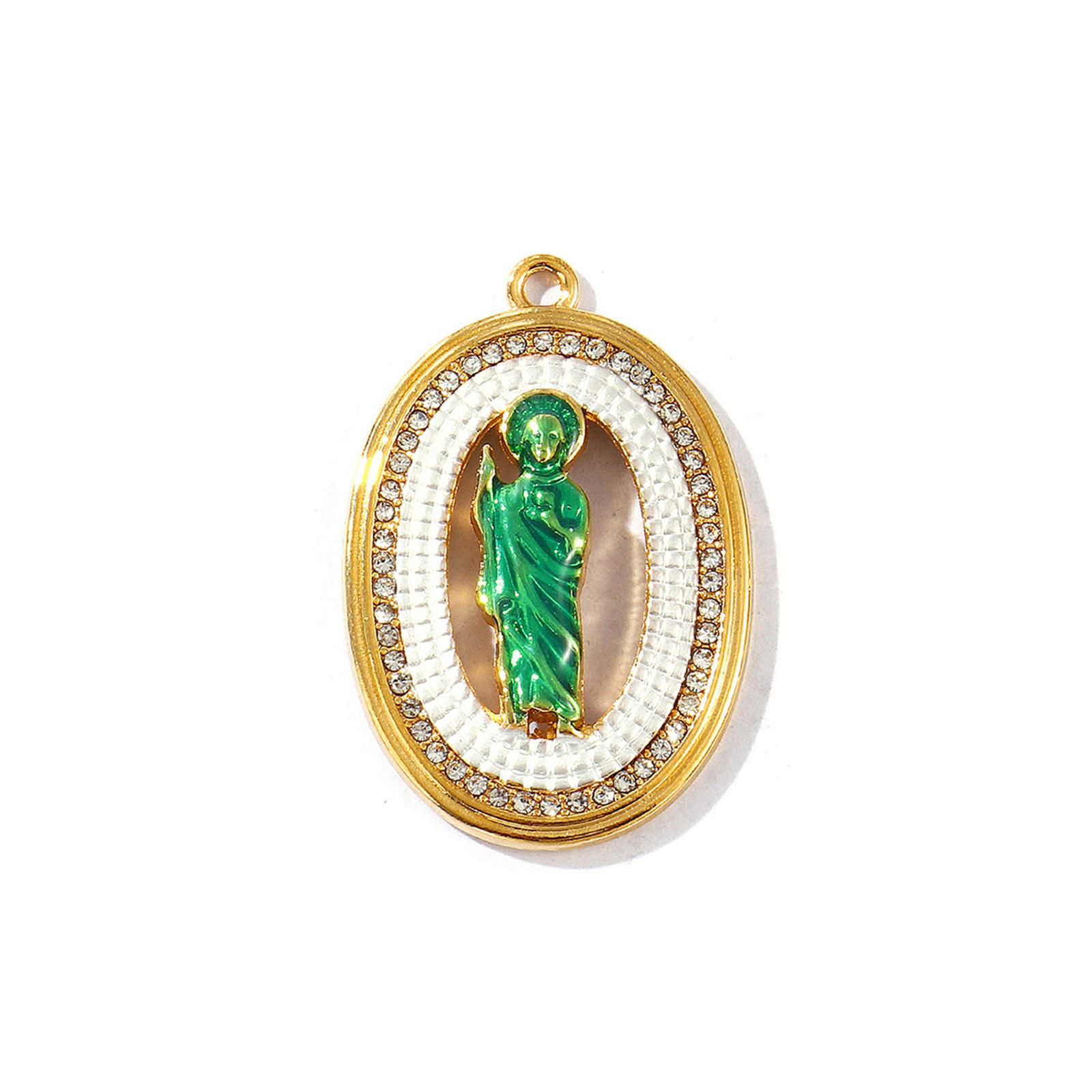 1Piece Rhinestone Religious Charms Green Enamel Micro Pave Jesus Virgin Mary 304 Stainless Steel Pendant For DIY Necklace Making
1Piece Rhinestone Religious Charms Green Enamel Micro Pave Jesus Virgin Mary 304 Stainless Steel Pendant For DIY Necklace Making