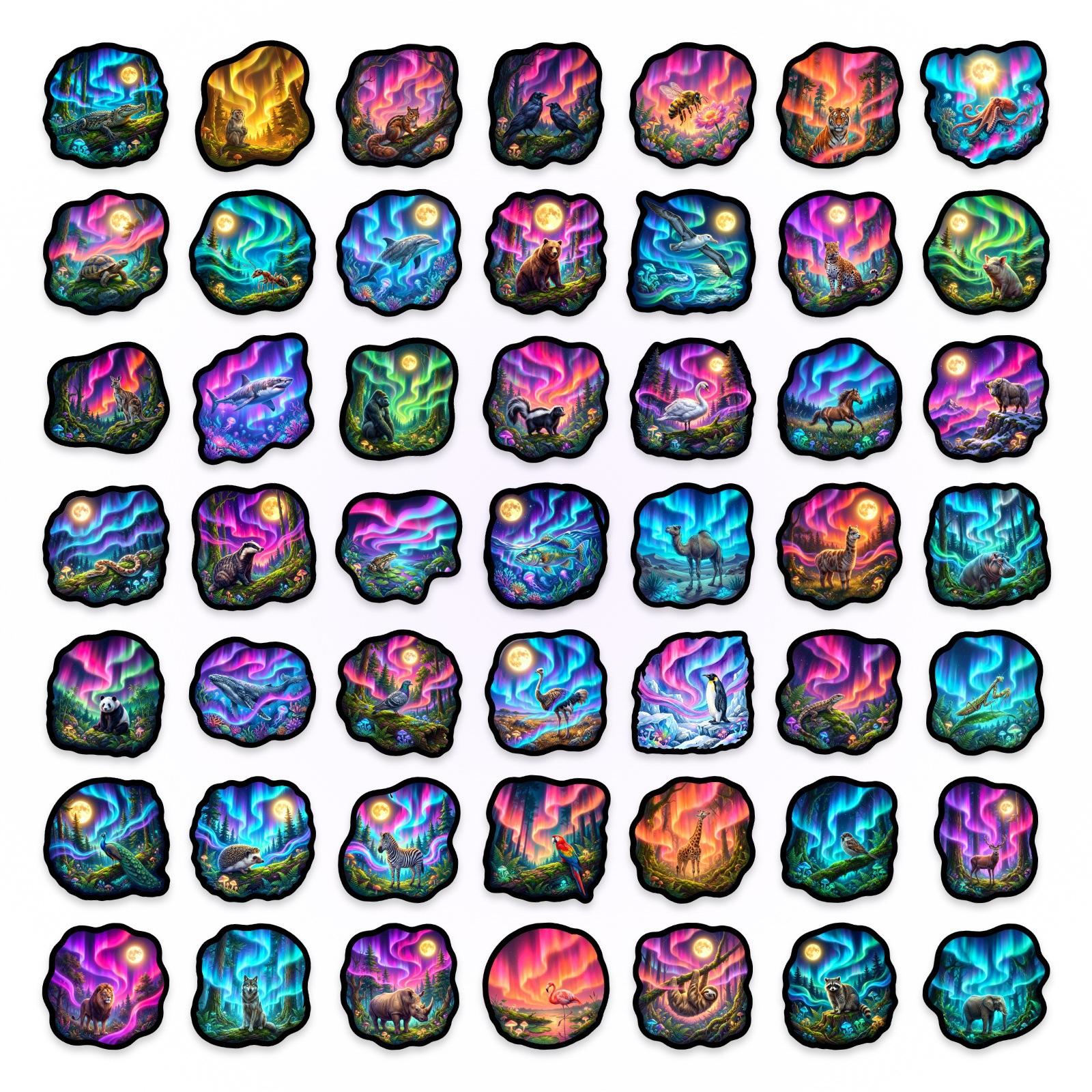 50 Colorful Aurora Fantasy Animal Stickers, Natural Scenery Hand Account Materials, Waterproof Decorative Stickers
50 Colorful Aurora Fantasy Animal Stickers, Natural Scenery Hand Account Materials, Waterproof Decorative Stickers
