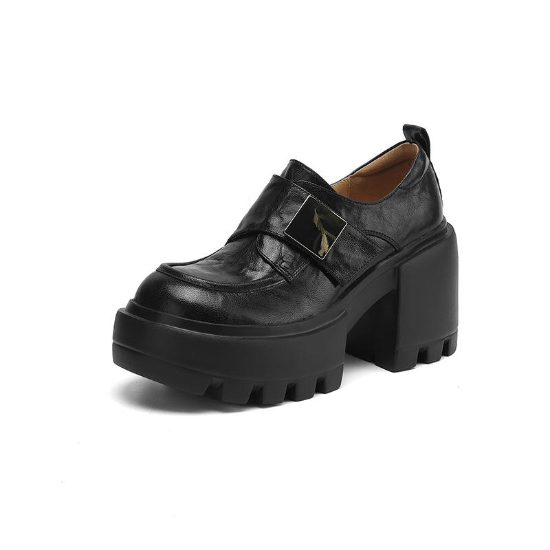 Black platform leather high heels 2025 spring new round head single shoes waterproof table thick heel Velcro loafers 36 чорний
Black platform leather high heels 2025 spring new round head single shoes waterproof table thick heel Velcro loafers 36 чорний