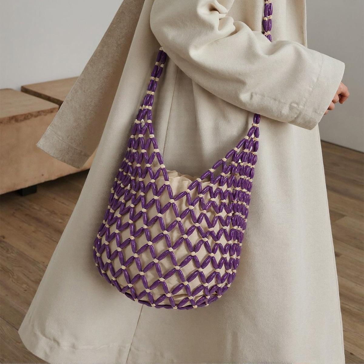 Wooden Beading Hollow-out Tote Bag for Holiday Travels Date Handmade Beaded Shoulder Bag Casual Beach Handbag for Women фиолетовый
Wooden Beading Hollow-out Tote Bag for Holiday Travels Date Handmade Beaded Shoulder Bag Casual Beach Handbag for Women фиолетовый
